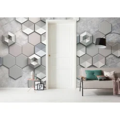 KomarVlies Fototapete Hexagon Concrete 400x250 cm