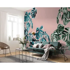 KomarVlies Fototapete Monstera Rosé 400x250 cm