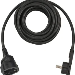 Kurzverlaengerungsleitung schwarz mitWinkel-Flachstecker 5m H05VV-F3G1,5