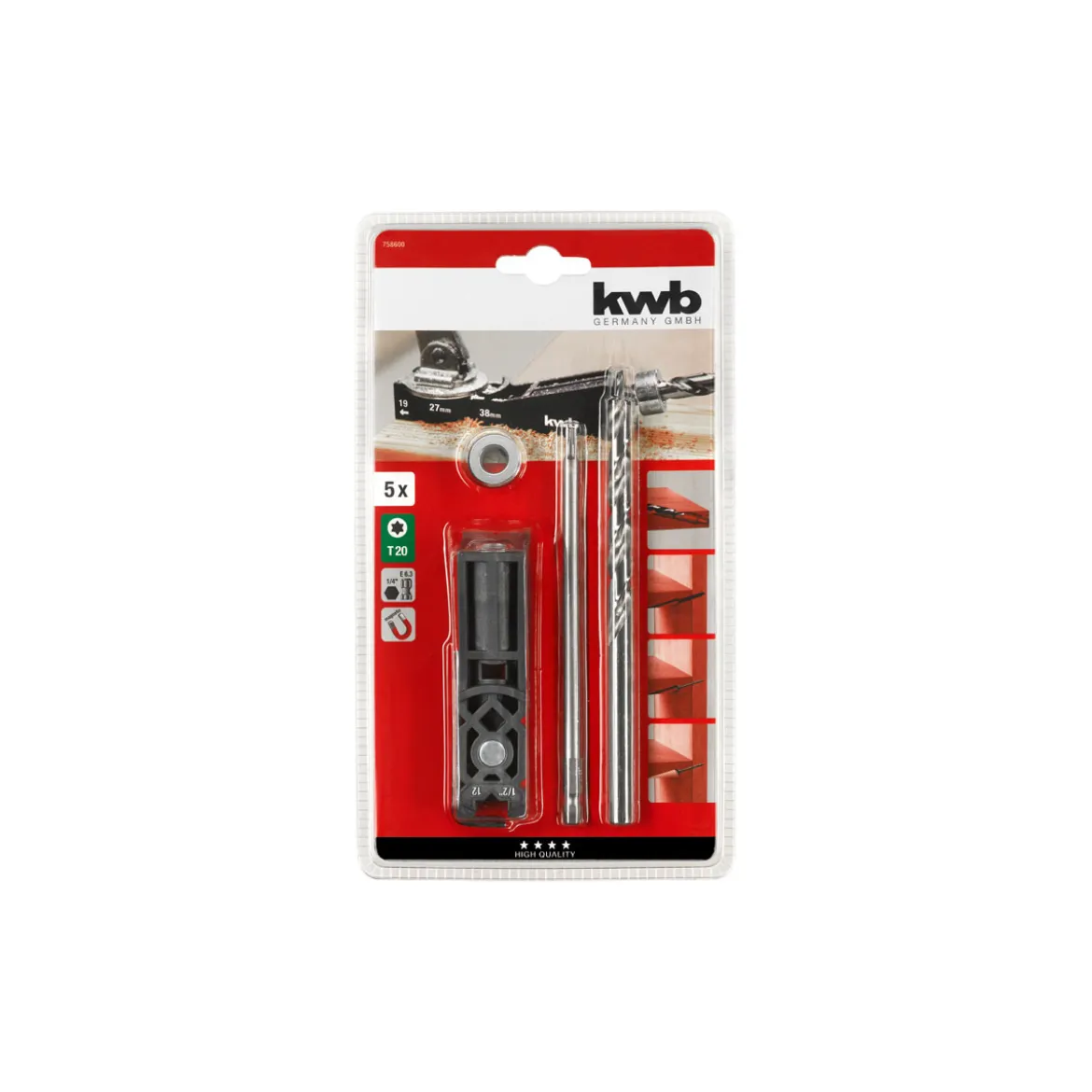 kwbBohrschablone Taschenloch 5 teilig