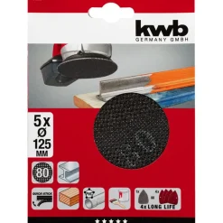 kwbGitterleinen für Exzenterschleifer Durchmesser 125 mm K80