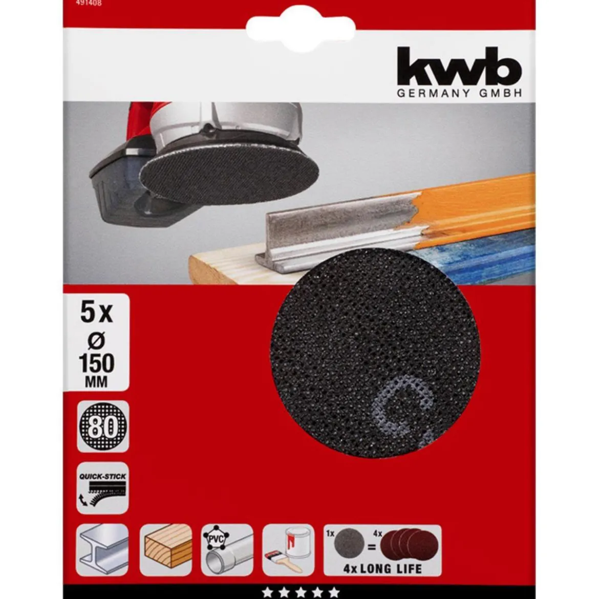 kwbGitterleinen für Exzenterschleifer Durchmesser 150 mm K80