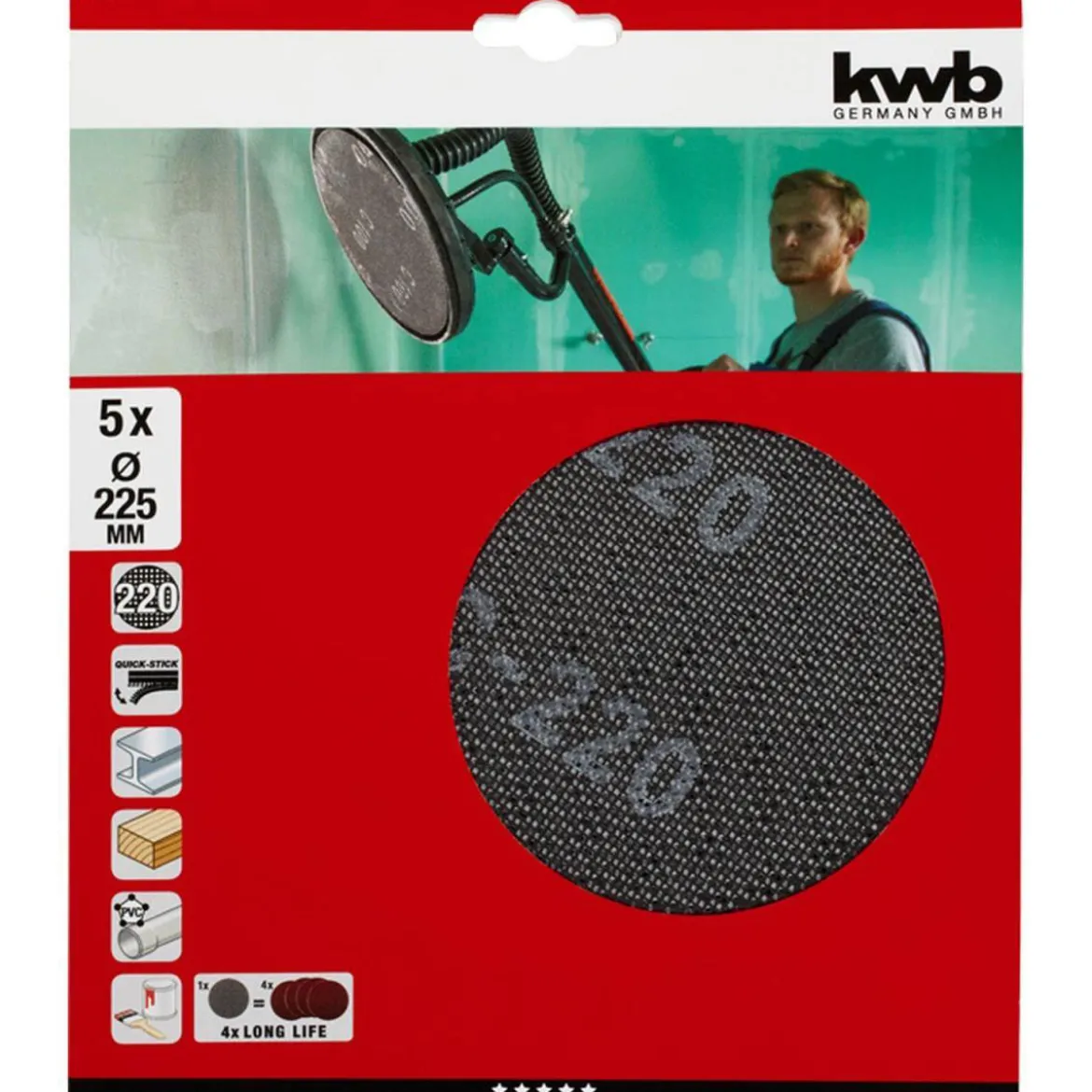 kwbGitterleinen für Langhalsschleifer Durchmesser 225 mm K220