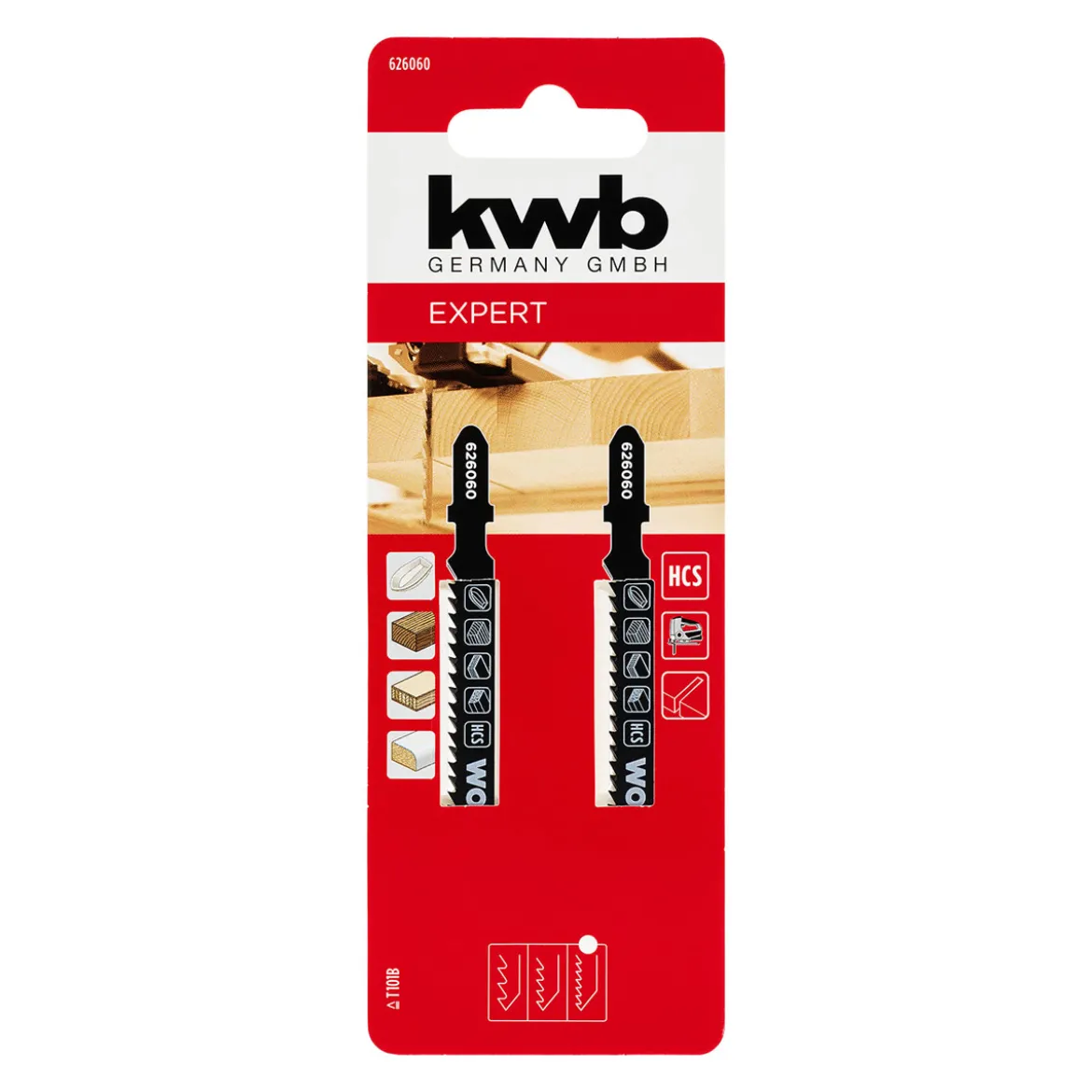 kwb HCS-Stichsägeblätter mit T-Schaft für Holz fein 2-tlg. 100 mm