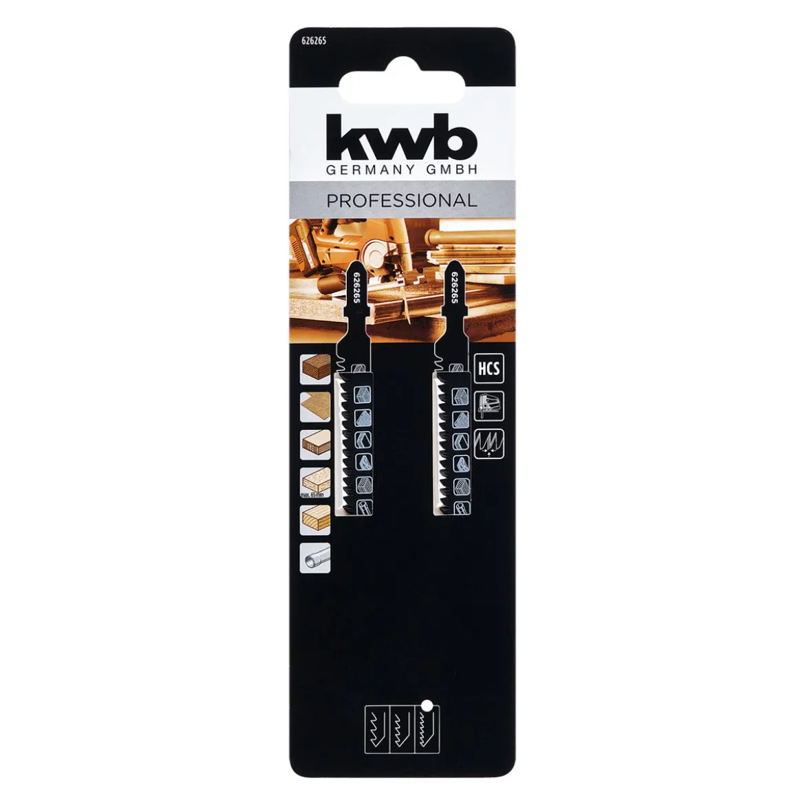 kwb HCS-Stichsägeblätter mit T-Schaft für Holz fein 2-tlg. 117 mm