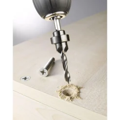 kwbHolzspiralbohrer-Set mit Aufstecksenker und Tiefenstop 3 teilig Durchmesser 3 mm