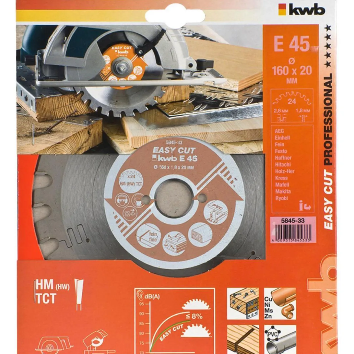 kwbKreissägeblätter Easy Cut für Handkreissägen Durchmesser 160x20 mm