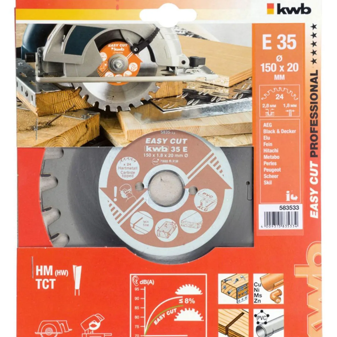 kwbKreissägeblätter Easy Cut für Handkreissägen Durchmesser 150x20 mm