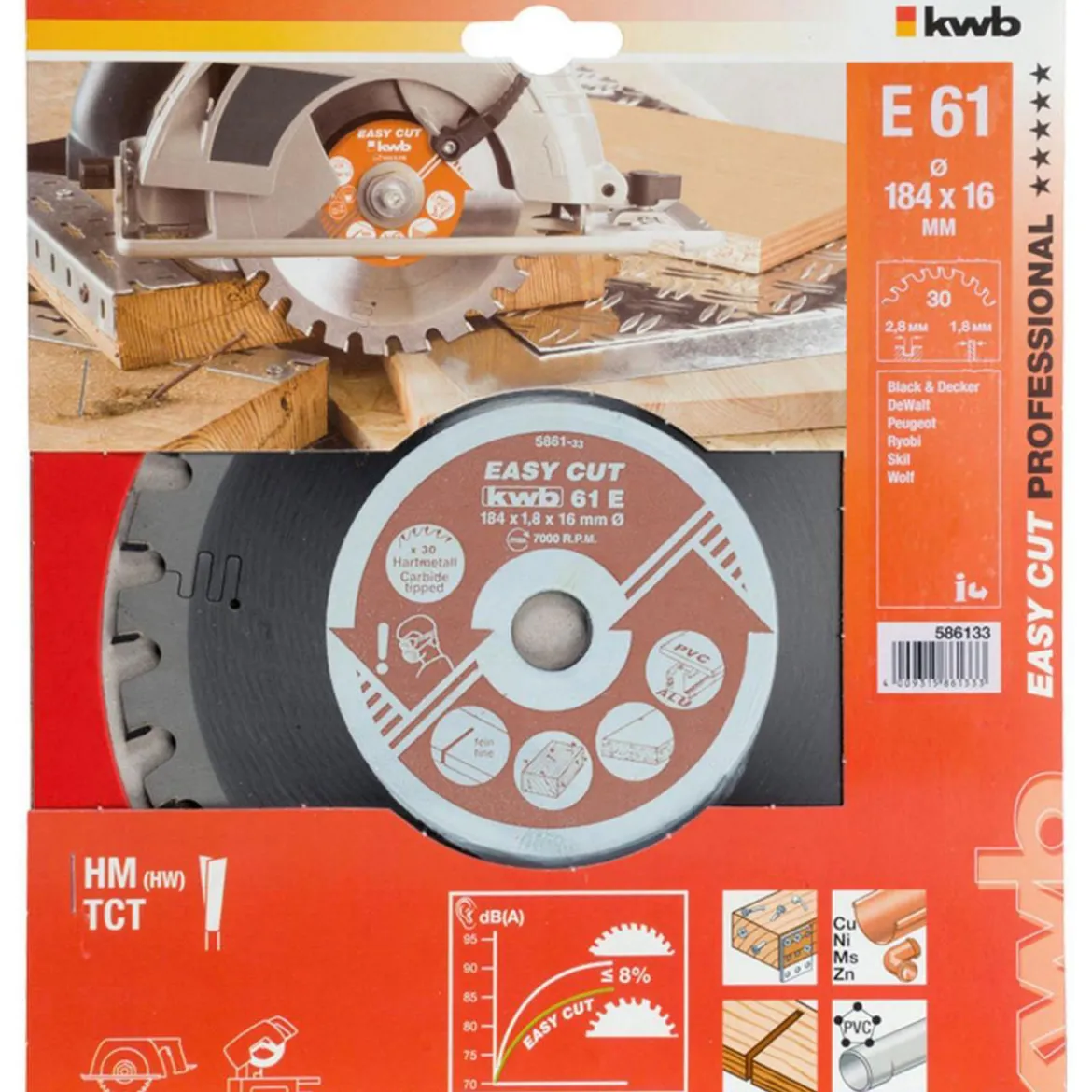 kwbKreissägeblätter Easy Cut für Handkreissägen Durchmesser 184x16 mm