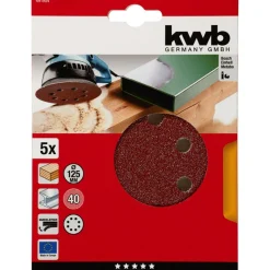 kwbSchleifscheiben Quick-Stick Holz und Metall Durchmesser 125 mm K40 5 Stück