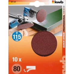 kwbSchleifscheiben Quick-Stick Holz und Metall Durchmesser 115 mm K80