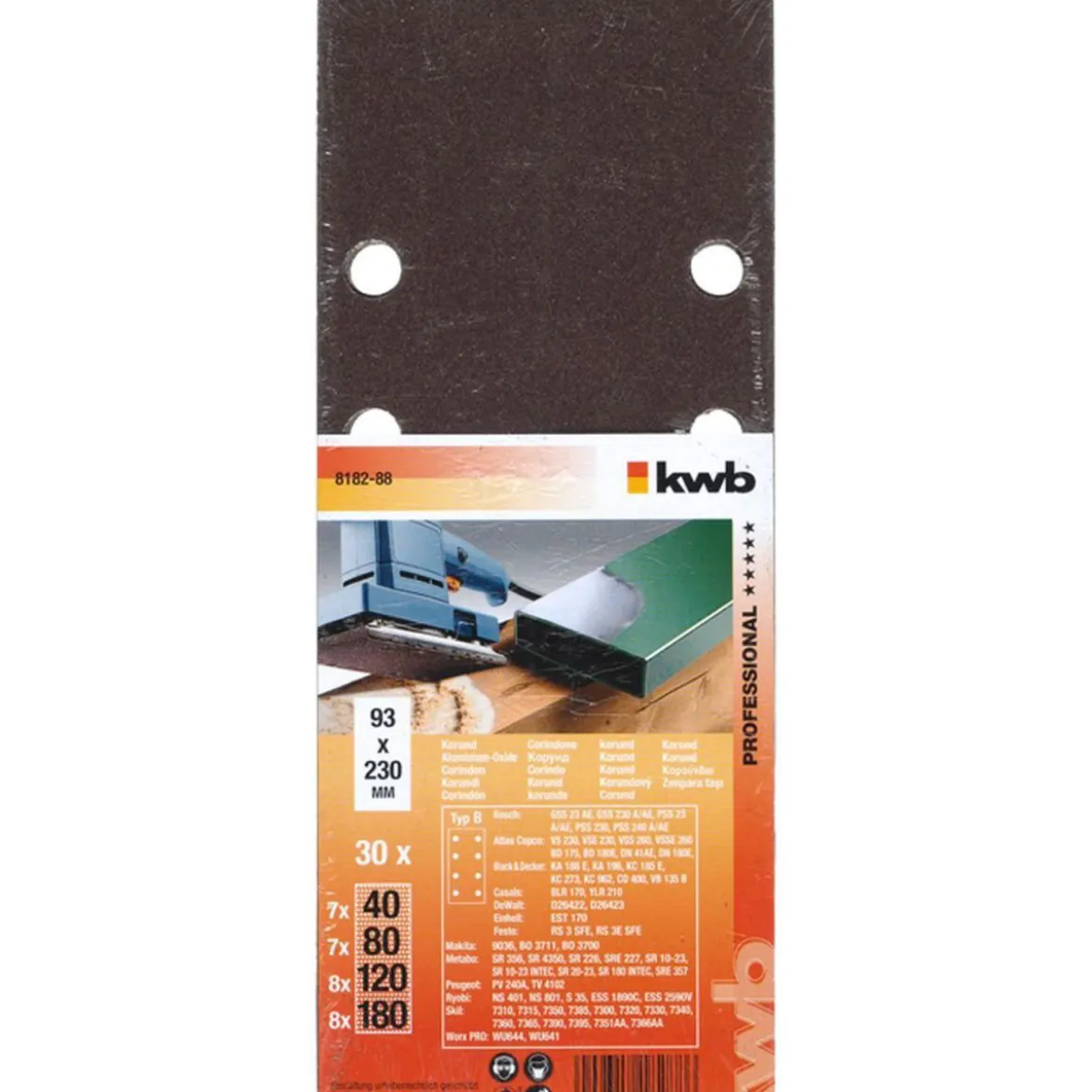 kwbSchleifstreifen Holz und Metall 93 x 230 mm