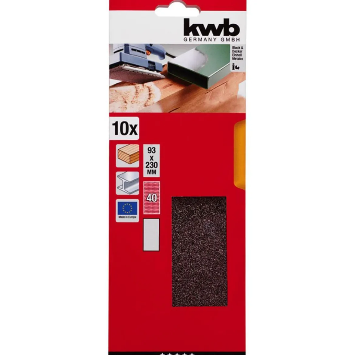 kwbSchleifstreifen Holz und Metall 93 x 230 mm K40