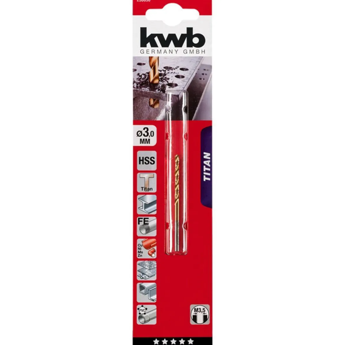 kwbSpiralbohrer Titan Durchmesser 3 mm