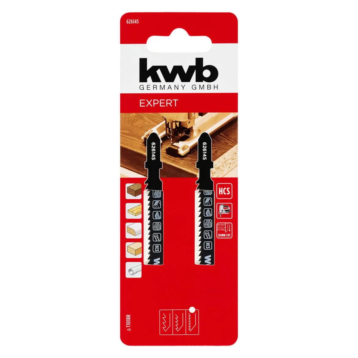 kwb Stichsägeblätter Down-Cut HCS-mit T-Schaft für Holz fein 2-tlg. 100 mm