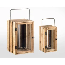 Laterne Kartoffelkistenlook Holz 29 x 45 cm