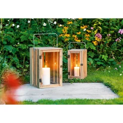Laterne Kartoffelkistenlook Holz 29 x 45 cm