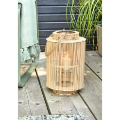 Laterne Bambus mit Jutehenkel 27 x 42 cm