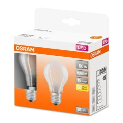 LED Gluehlampe E27 806lm 2.700 K 60WErsatz warmweiss Filament matt 2er Pack