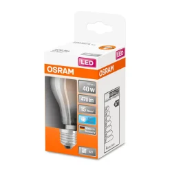 LED Gluehlampe E27 470lm 4.000K 40 WErsatz kaltweiss Filament matt