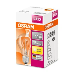 LED Gluehlampe E27 470lm 2.700K40W Ersatz warmweiss Filament klar