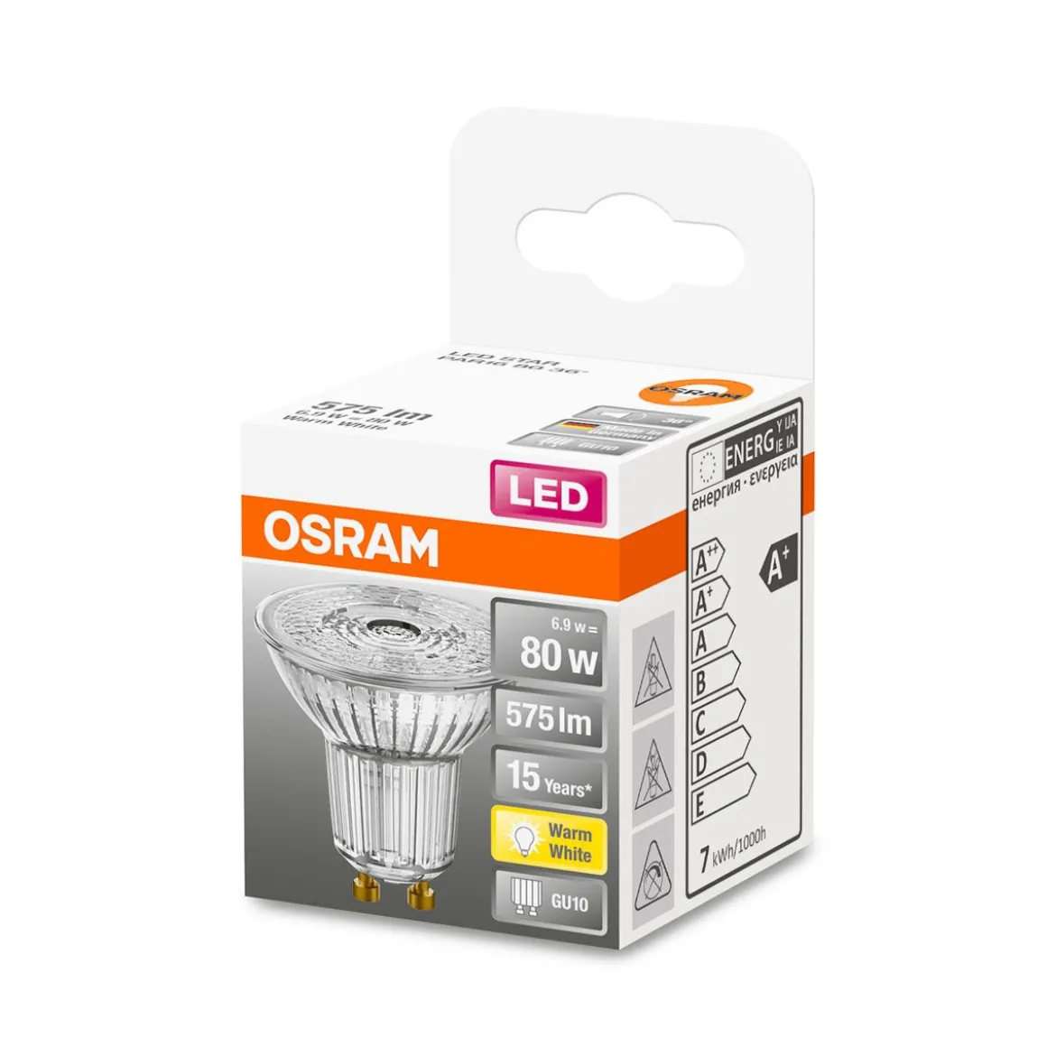 LED Reflektor 36grad GU10 575lm 2.700k 80 W Ersatz warmweiss