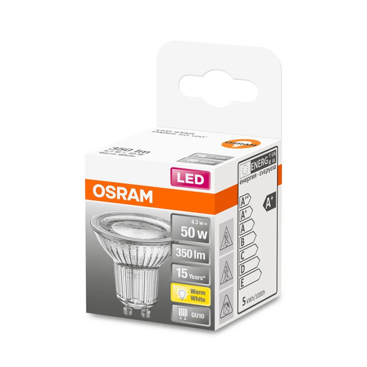 LED Reflektor 120grad GU10 350lm 2.700k 50 W Ersatz warmweiss