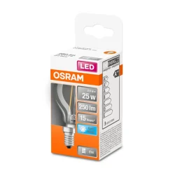 LED Tropfen E14 250lm 4.000K 25 WErsatz kaltweiss Filament klar