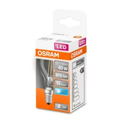 LED Tropfen E14 470lm 4.000K 40 WErsatz kaltweiss Filament klar
