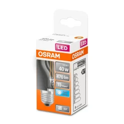 LED Tropfen E27 470lm 4.000K 40 WErsatz kaltweiss Filament klar