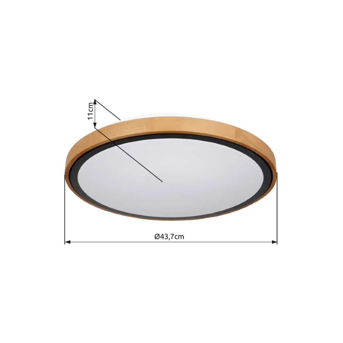 LED DL Bruno D43,7cm holz-schwarz24W 1000lm CCT3000/4500/6000K