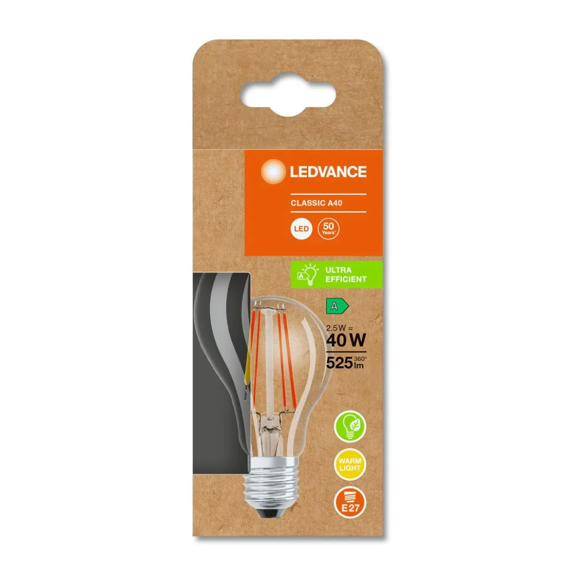 LED-LM E27 CLA 40 - 2,5W Filament EEL A3000K E27 Warmweiss