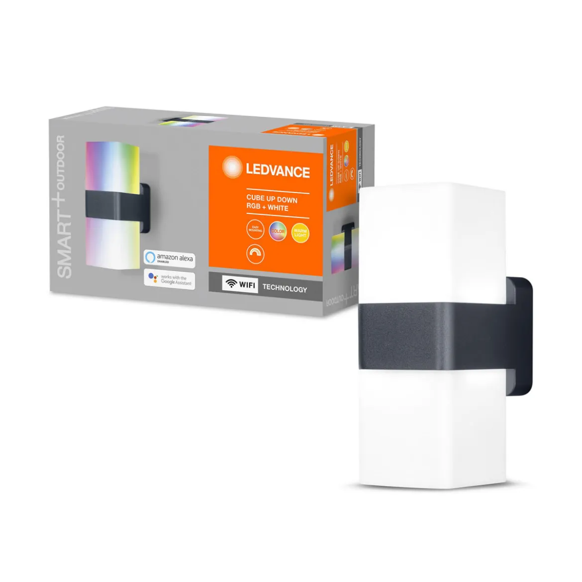 Ledvance SMART+ Außenwandleuchte Cube Up Down 8 x 20,5 x 11 cm grau
