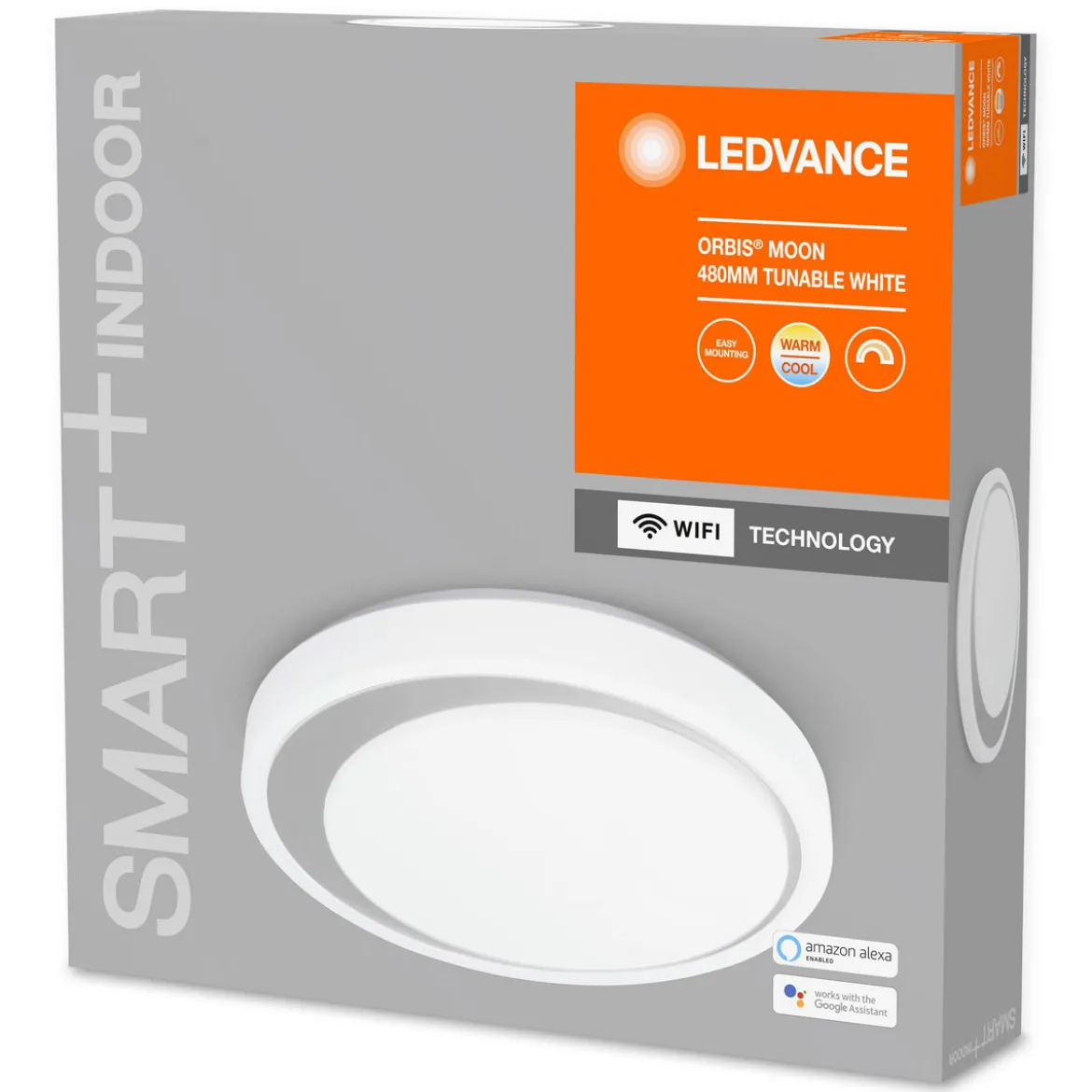Ledvance SMART+ Deckenleuchte Orbis Moon Durchmesser 48 cm weiß-grau
