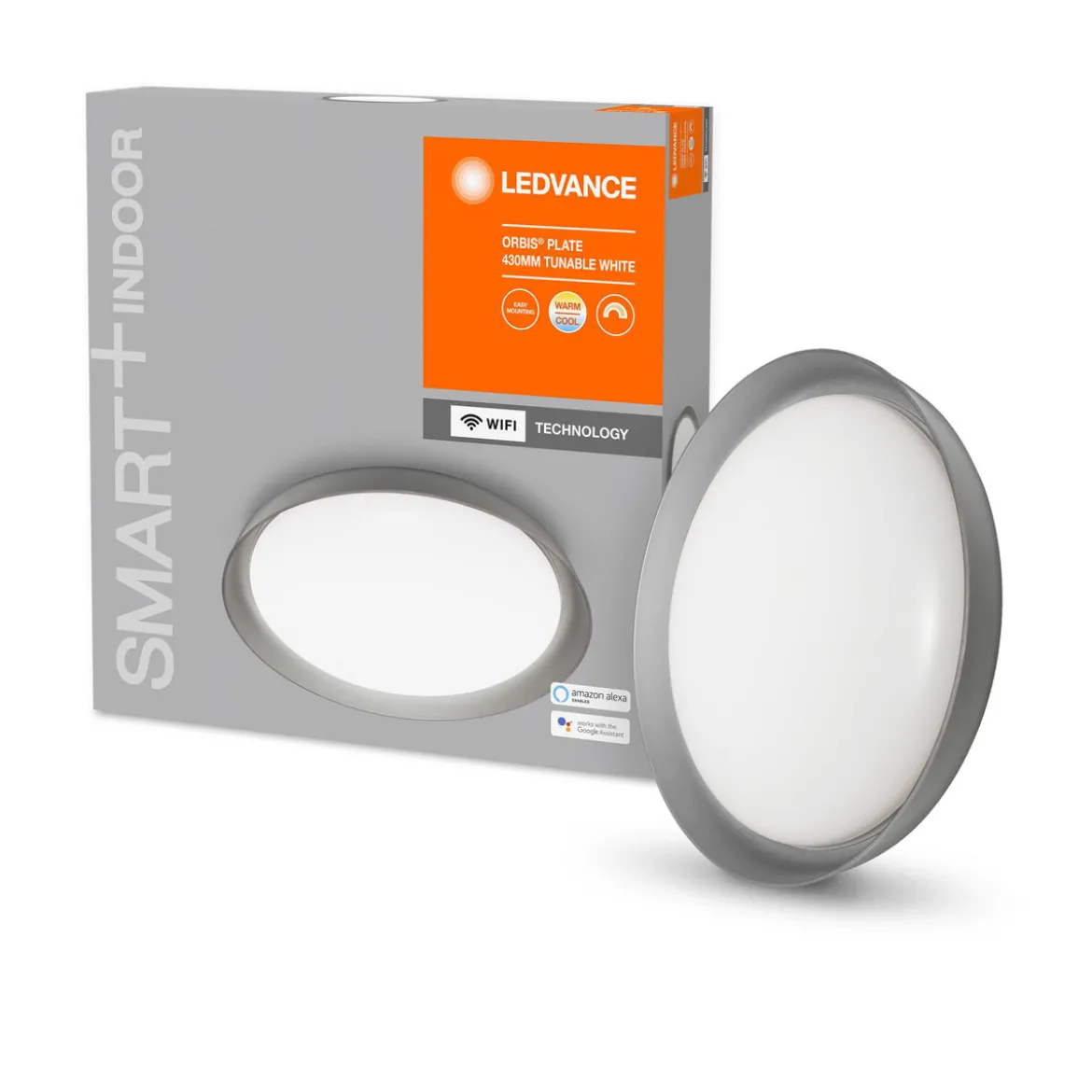 Ledvance SMART+ Deckenleuchte Orbis Plate Durchmesser 43 cm grau