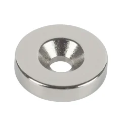 Magnet Neodym Ø 18 x 4mm, mit Senkbohrung Ø 4,5 mm, silber