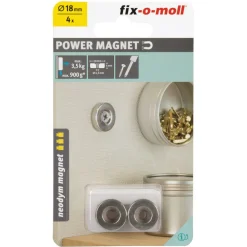 Magnet Neodym Ø 18 x 4mm, mit Senkbohrung Ø 4,5 mm, silber