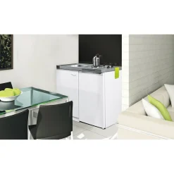 Minikueche weiss 100x60cm Pantry 100Smit Siebkorbventil respekta