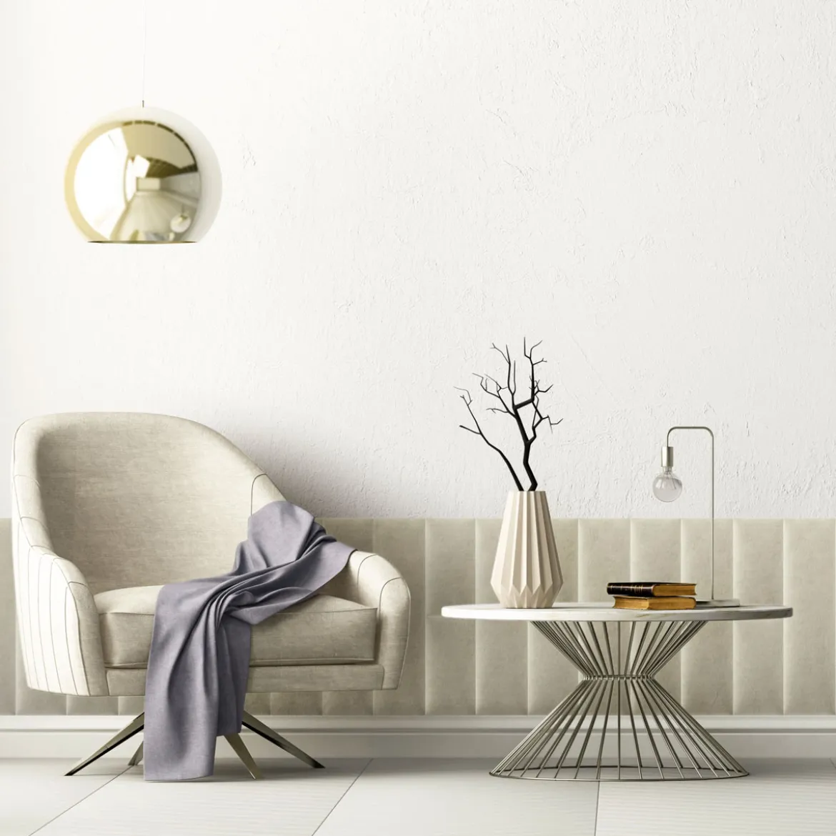 Mollis Polsterpaneele beige 60 x 15 cm