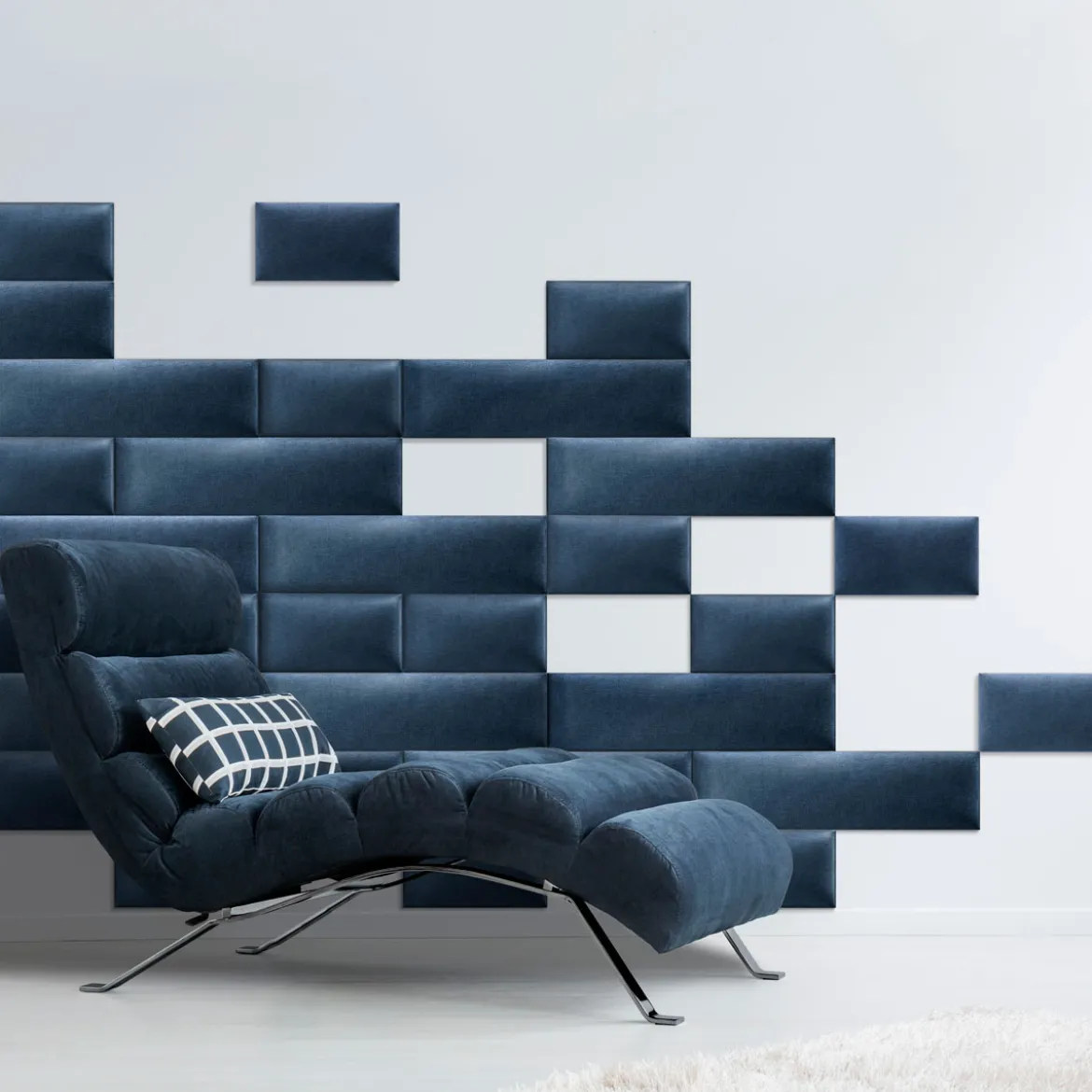 Mollis Polsterpaneele blau 60 x 15 cm