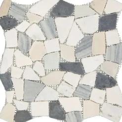 Mosaikfliese Bruch black-beige 29 x 29 cm