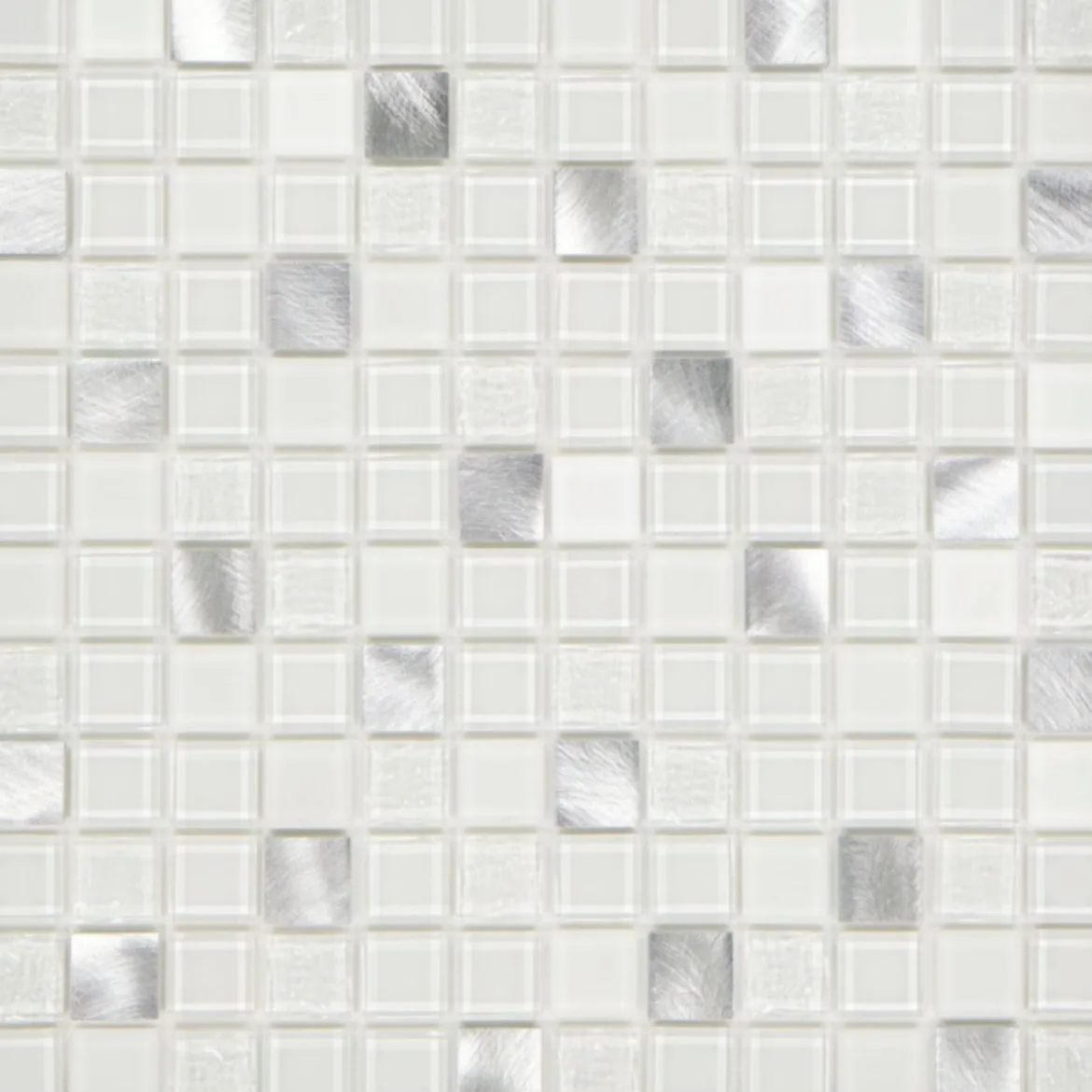 Mosaikfliese X-Glue Glas Alu-Weiß 30 x 30 cm selbstklebend