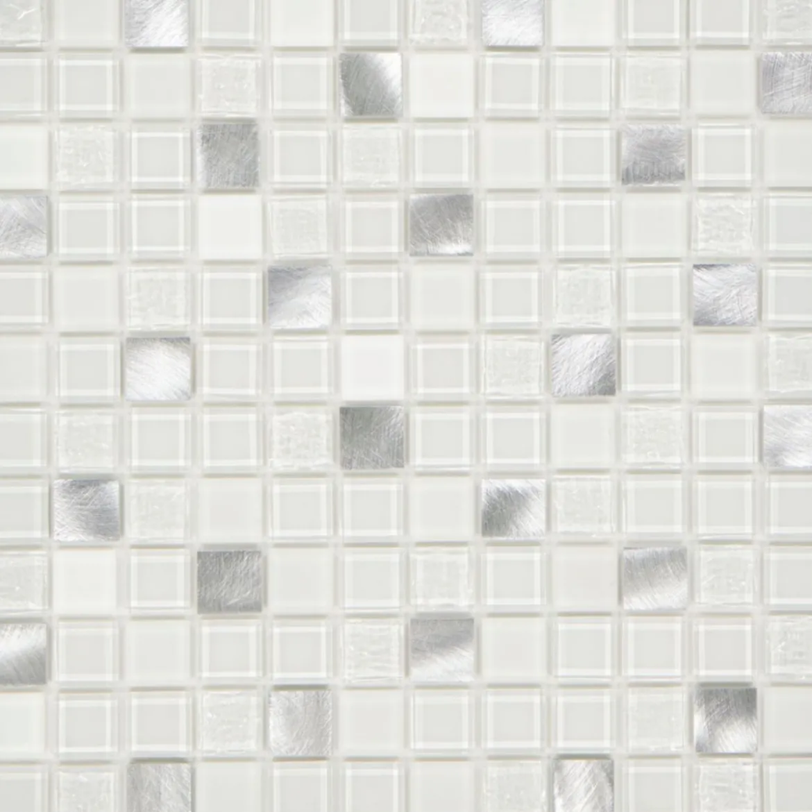 Mosaikfliese X-Glue Glas Alu-Weiß 30 x 30 cm selbstklebend