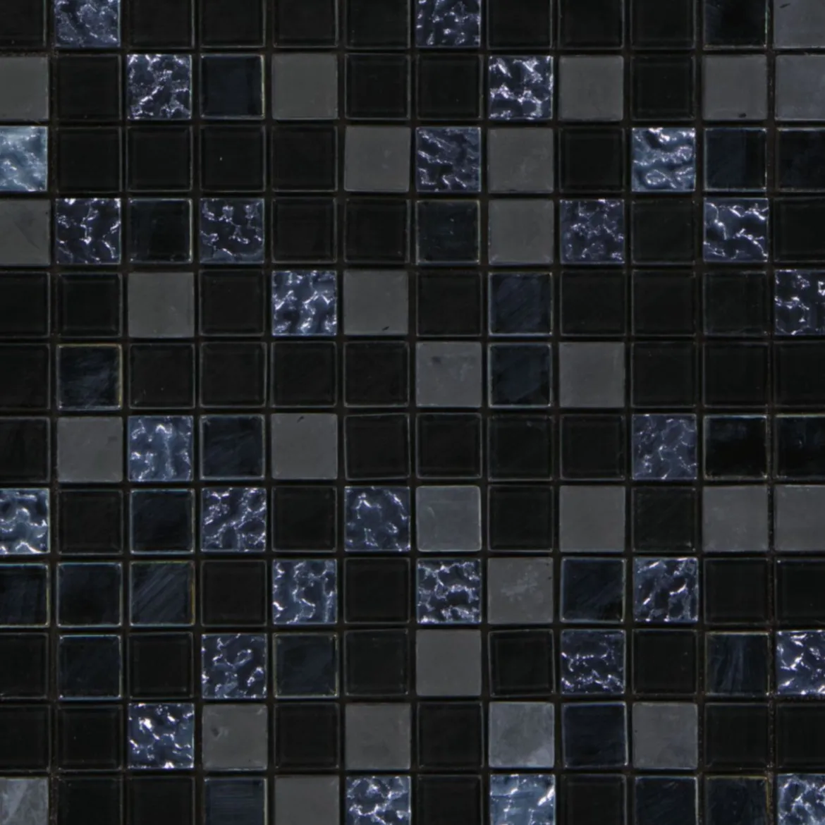 Mosaikfliese X-Glue Glas Schwarz-Blau 30 x 30 cm selbstklebend
