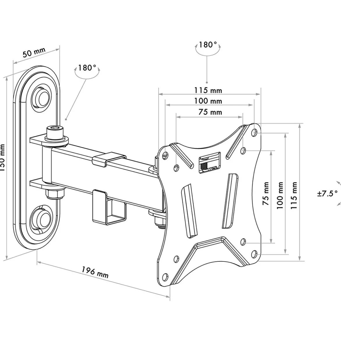Motion 2 TV-Wandhalter 33-74cmSchwenk, max. 25kg