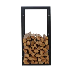 MyFireTool Kaminholzhalter Schwarz Pulverbeschichtet L45xB30xH96cm