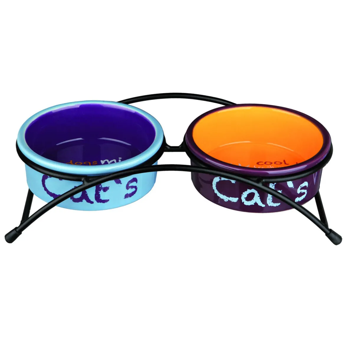 Napf-Set Eat on Feet, Keramik2x0,3 l/Dm. 12cm, hellblau/orange/lila