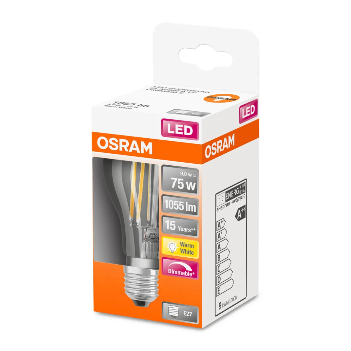 Osram LED-Leuchtmittel dimmbar warmweiß 75W klar