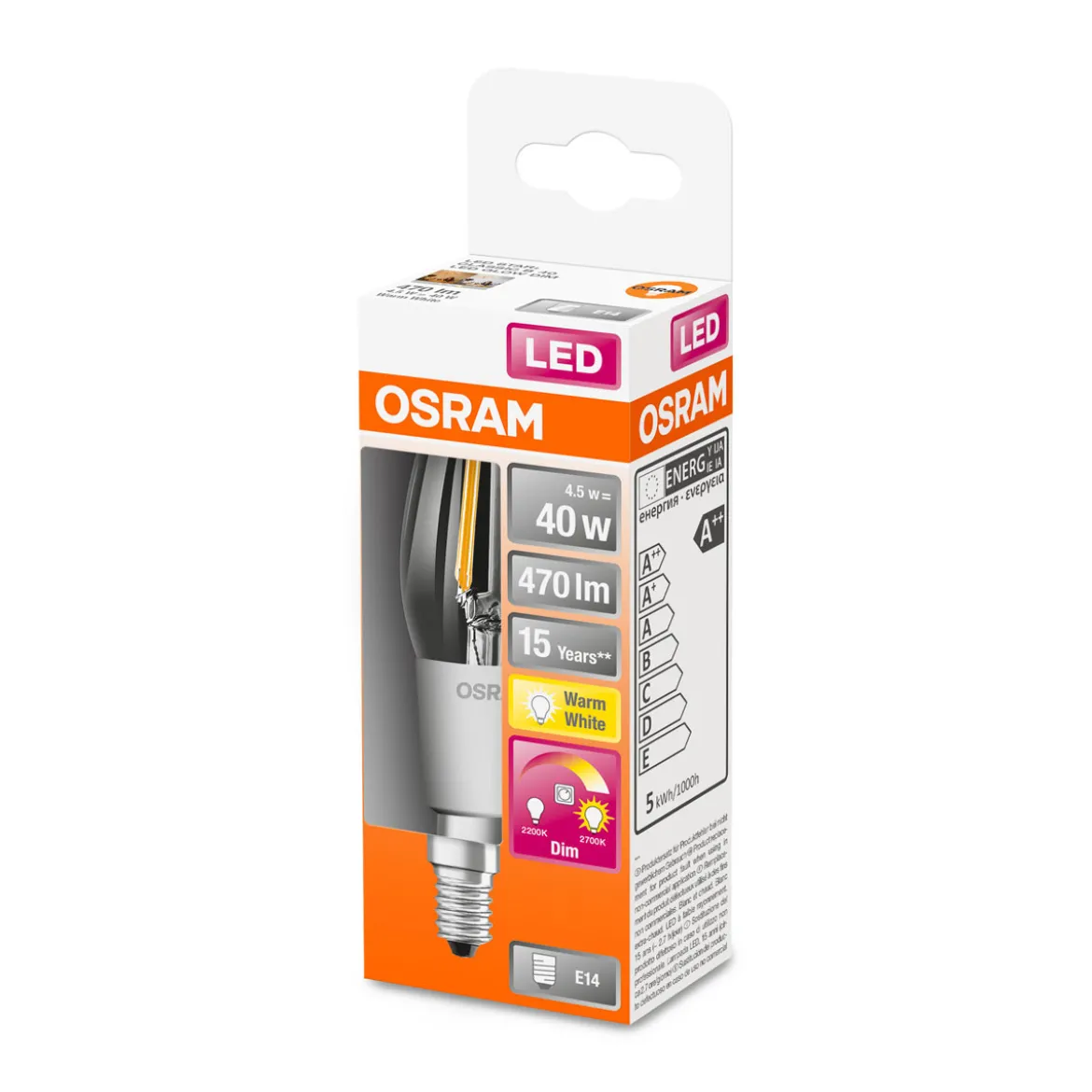 Osram LED-Leuchtmittel E14 warmweiß 40W dimmbar