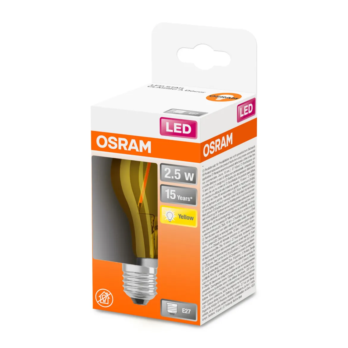 Osram LED-Leuchtmittel Glühlampe E27 2,5W gelb